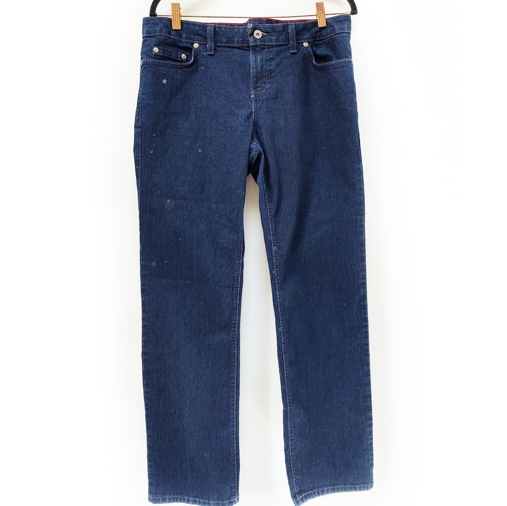 Dickies Women's Relaxed Straight Leg Jeans Dark Wash Mid Rise 5 Pocket Size 10